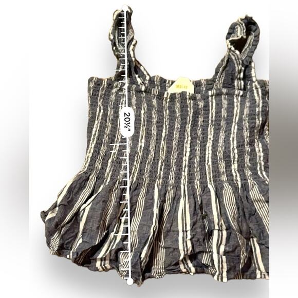 Anthropologie Maeve Schuyler Smocked Blue & White‎ Striped Peplum Top Sz M - Picture 7 of 7